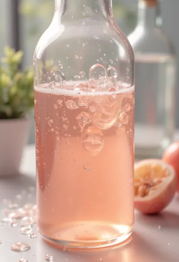 Wine vinegar in a glass bowl, surrounded by red and white grapes, grape must, and mother of vinegar in a jar
