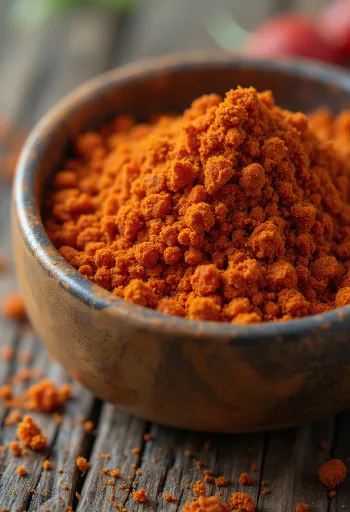Ground cayenne pepper and dried cayenne chili on a kitchen surface