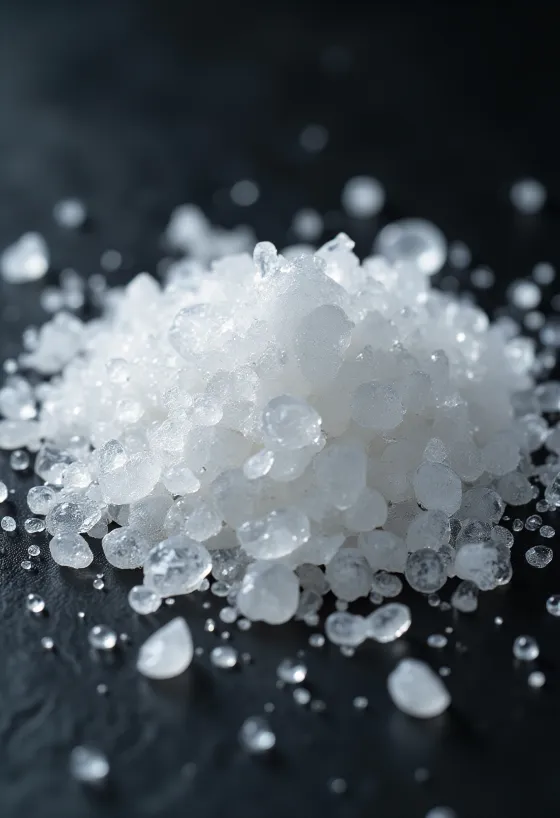Citric acid in fine crystalline powder form in a small bowl and on a wooden spoon