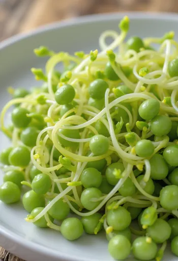 Fresh chickpea sprouts arranged on a white plate