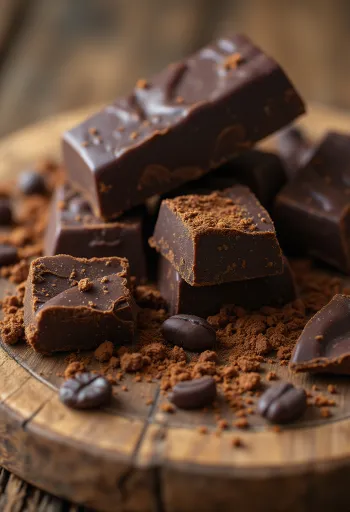 Chocolate as ingredient: melted chocolate, chocolate bar, cocoa powder and chocolate shavings