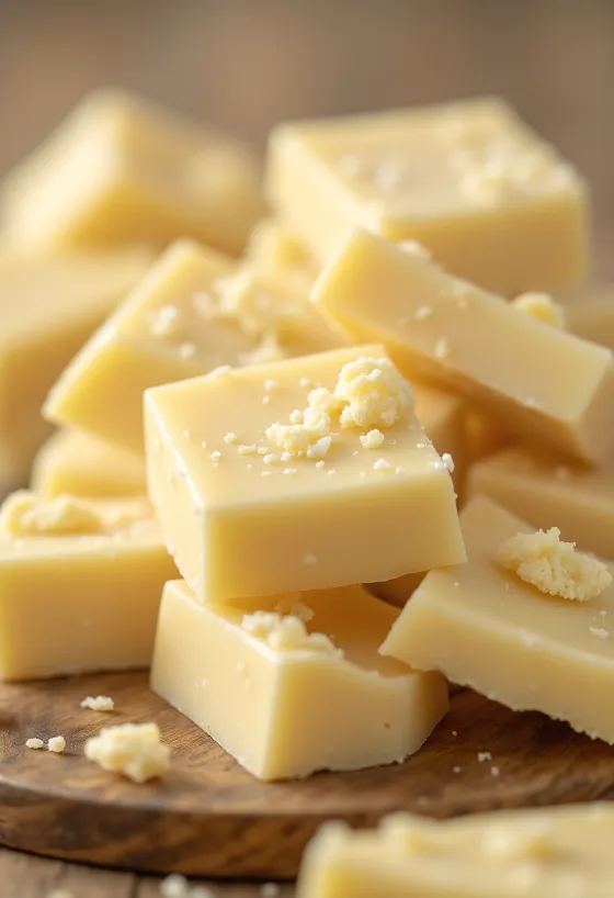 White chocolate as an ingredient: broken pieces, melted form, and chocolate shavings