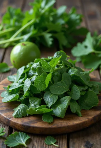 Processed cassava leaf mashed in a bowl, showing dark green color