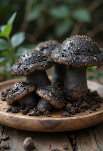 Sliced, cleaned black morel mushrooms prepared for culinary use