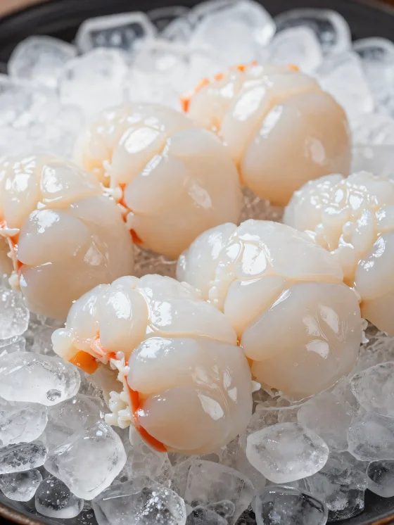 Fresh lobster on a rustic wooden cutting board with lemon and spices
