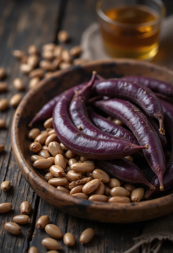 Dried hyacinth bean seeds featuring detailed texture and natural colors