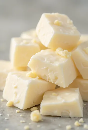 Cocoa butter as an ingredient: chunks, grated, and melted forms in a kitchen setting
