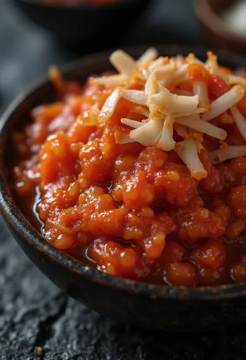 Raw kimchi ingredients on a wooden surface: Napa cabbage, gochugaru, garlic, ginger, scallions, rice paste, radish, and carrot