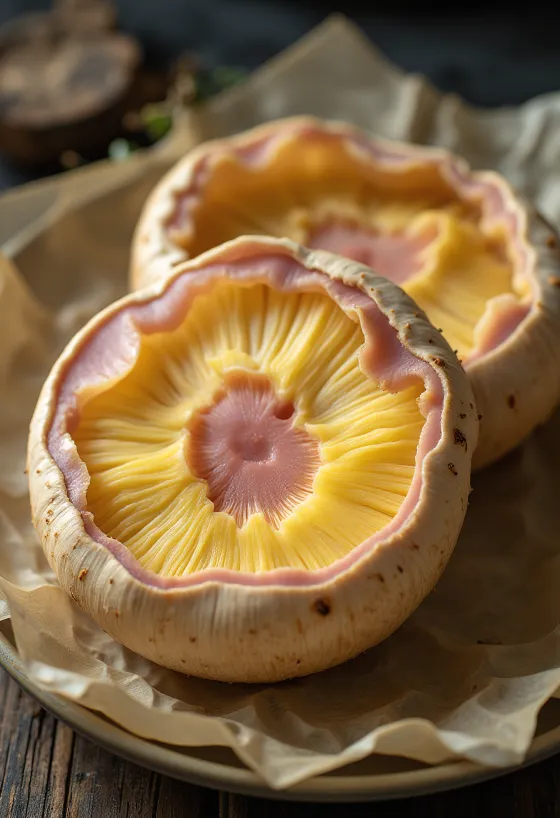 Freshly sliced Royal Bolete served with garlic and thyme