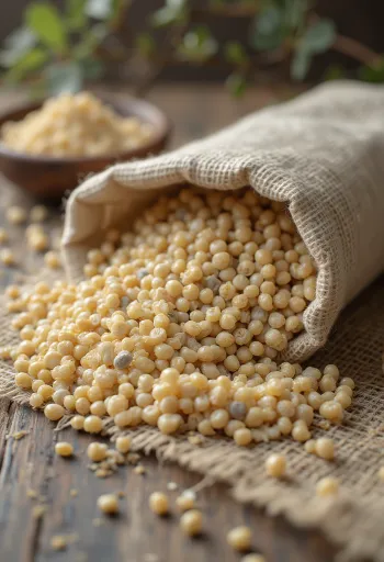 Dried pearl millet grains, detailed texture and natural colors