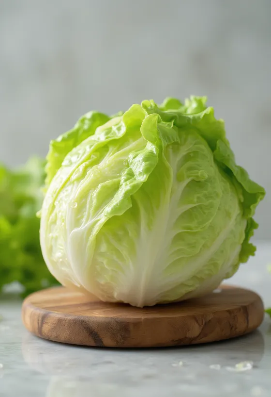 Fresh iceberg lettuce with inner leaves visible
