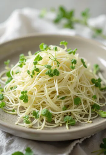 Fresh flaxseed sprouts on a clean plate