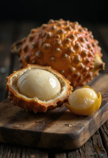 Image of salak (snake fruit) slices on a cutting board