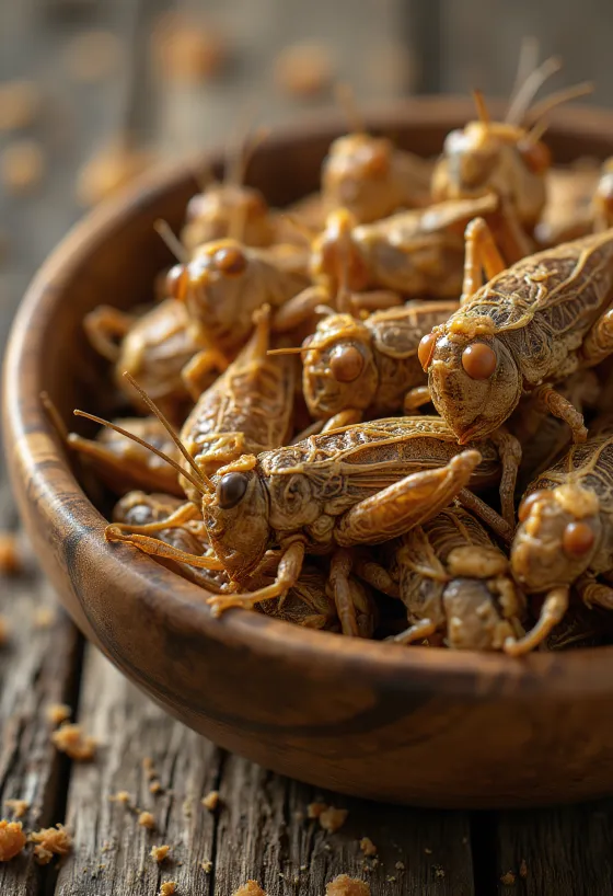 Fresh locust meat sliced finely, served on a plate
