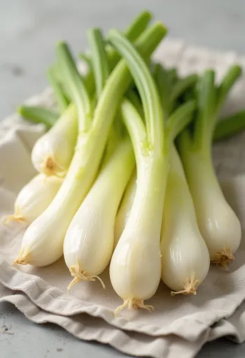 Fresh endive with elongated leaves on a cutting board