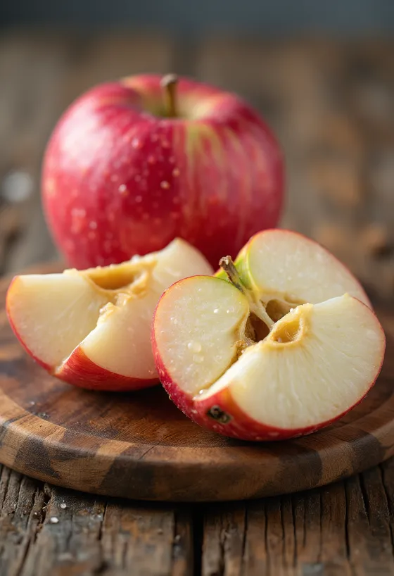 Fresh Idared apples and slices on a cutting board