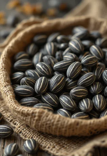 Striped sunflower seeds with smooth hulls and pale kernels