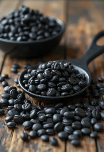 Black sunflower seeds with smooth surface and pale kernels