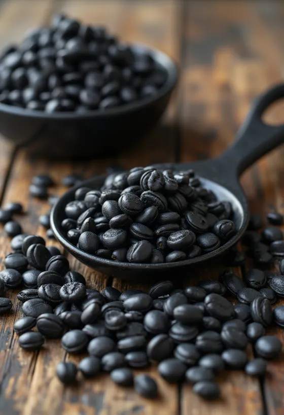 Black sunflower seeds with smooth surface and pale kernels