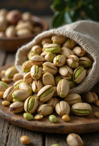 Unroasted, in-shell pistachios with green kernels