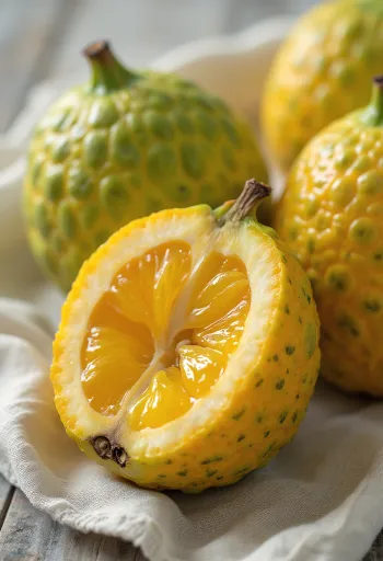 Ugli fruit, yellow-green skin and orange flesh