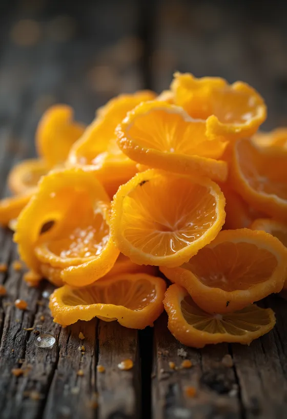 Fresh orange zest cut into strips in a bowl, with a grater and honey