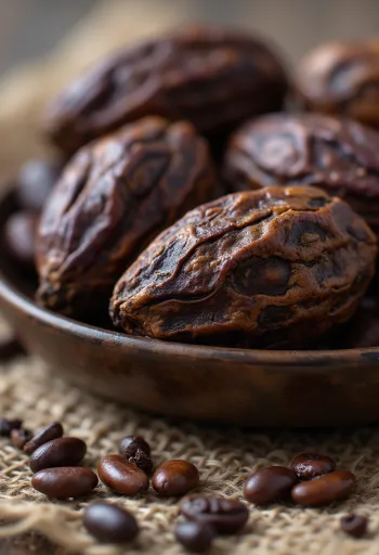 Raw, unfermented cacao beans and pods in natural form