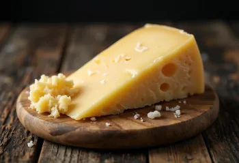 Fresh Parmigiano Reggiano cheese in a white ceramic bowl, on a wooden table