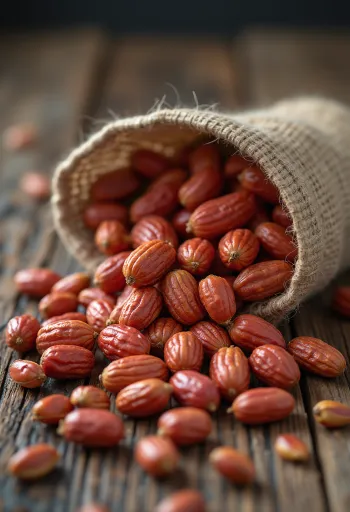 Red skin peanuts in shelled form in a rustic bowl, natural lighting