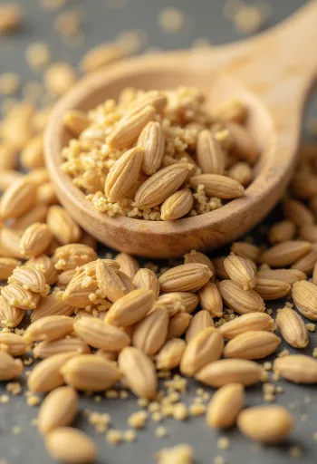 Ground cumin and whole cumin seeds on a rustic wooden surface