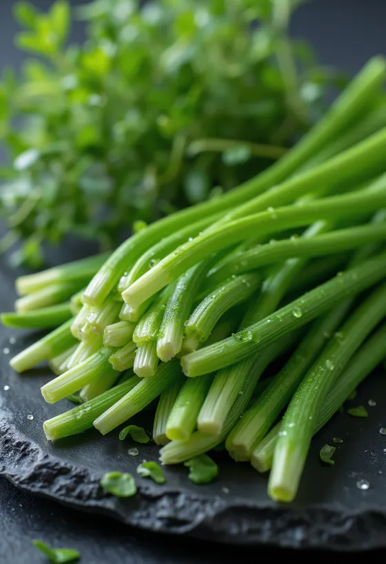 Fresh, chopped chives in a ceramic bowl on a wooden surface