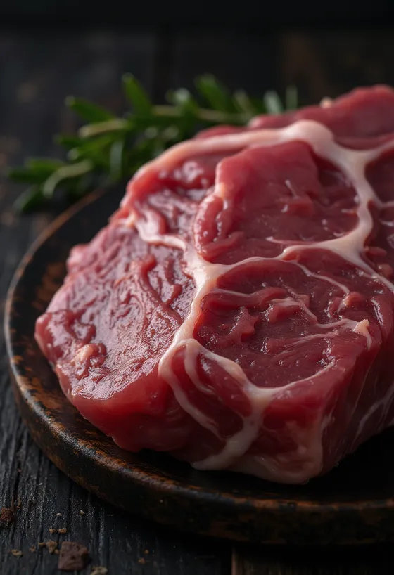 Fresh venison pieces with juniper berries, rosemary, and garlic