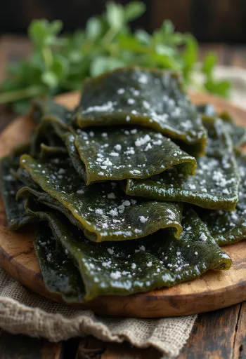 Dried kombu kelp featuring detailed texture and natural colors