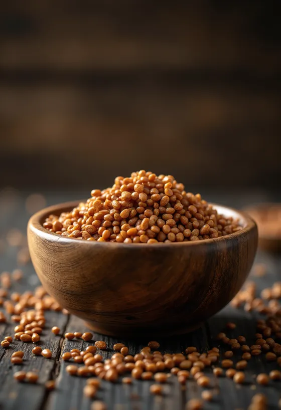 Dried finger millet grains, detailed texture and natural colors