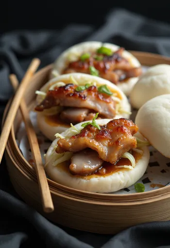 Crispy Pork Belly Bao with pickled cabbage
