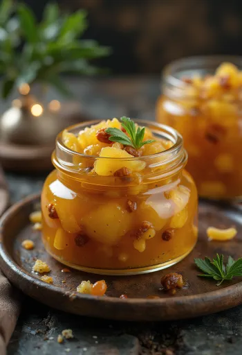 Pineapple chutney served in a jar