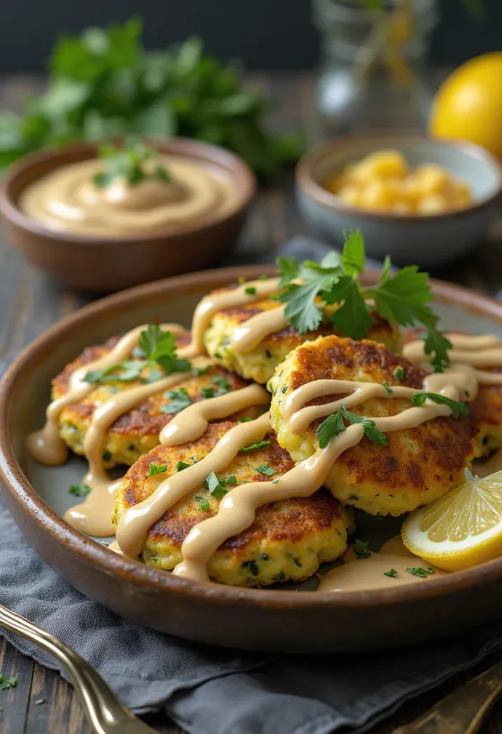 Zucchini fritters with tahini sauce