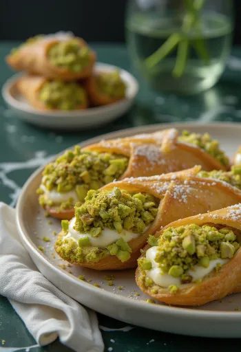 Pistachio cannoli with chocolate
