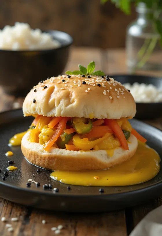 Curry vegetable bao bun served