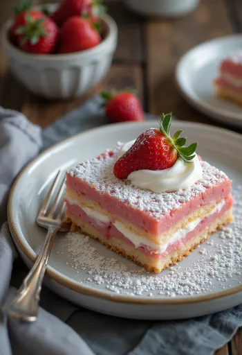 Strawberry sponge slice served
