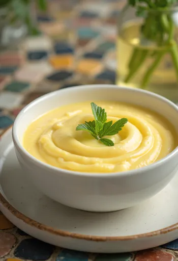 Avgolemono sauce served with fish and vegetables