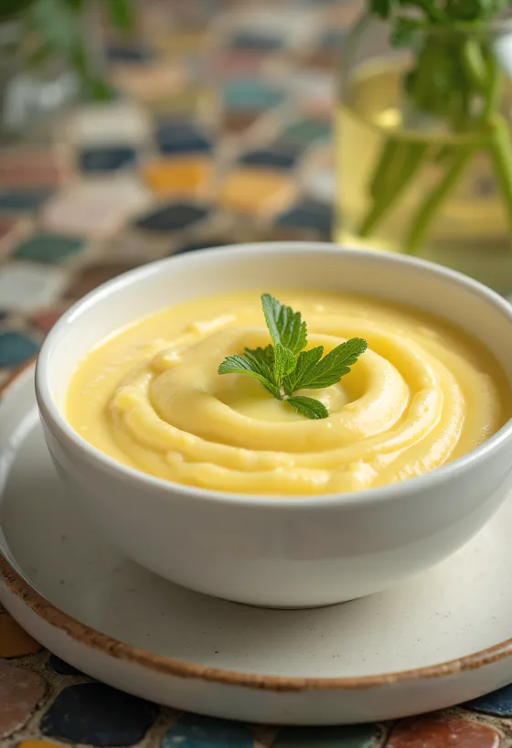 Avgolemono sauce served with fish and vegetables