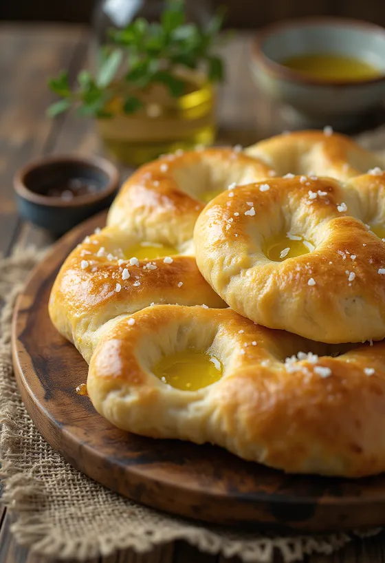 Classic yeast focaccia served warm