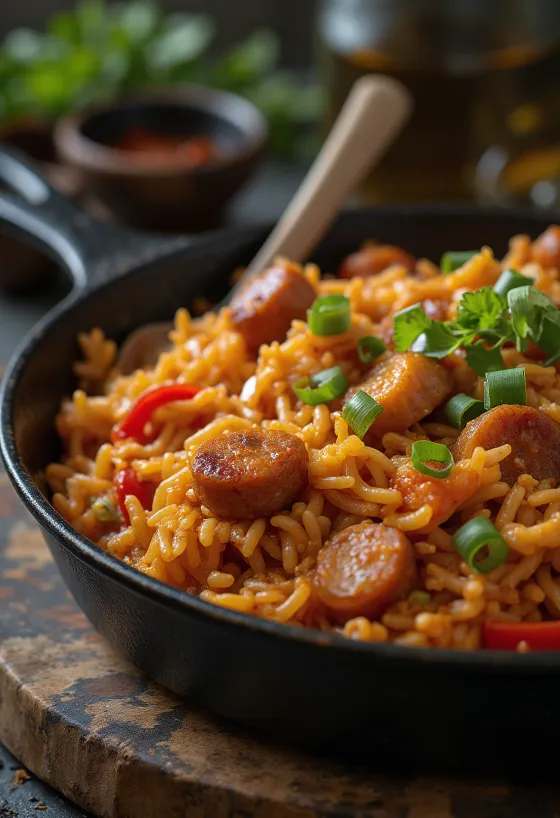 Chicken Jambalaya with rich flavors and colorful ingredients