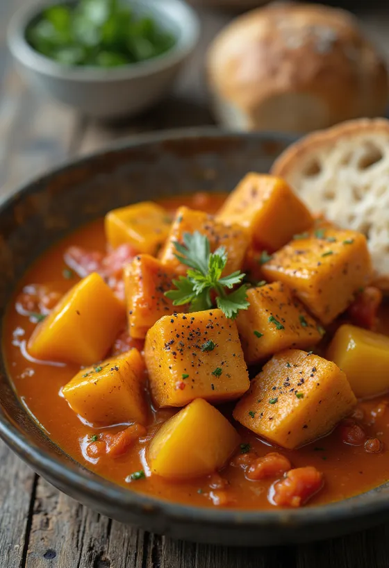 Vegan Lecsó with Tofu served