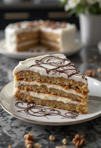 Esterházy cake slice served
