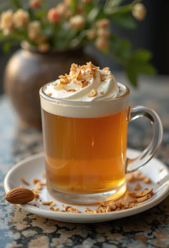 Honey Almond Cider served in a glass