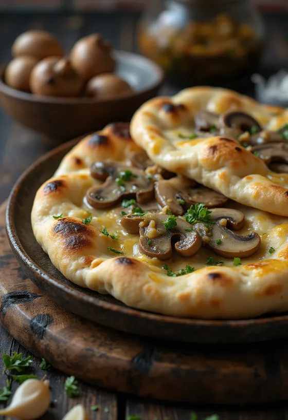 Creamy Mushroom Stuffed Naan Bread