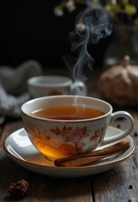 Elderflower cinnamon tea in a mug
