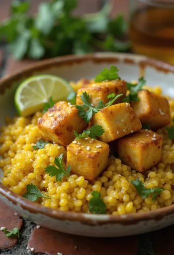Crispy Lime Tofu with Curry Quinoa